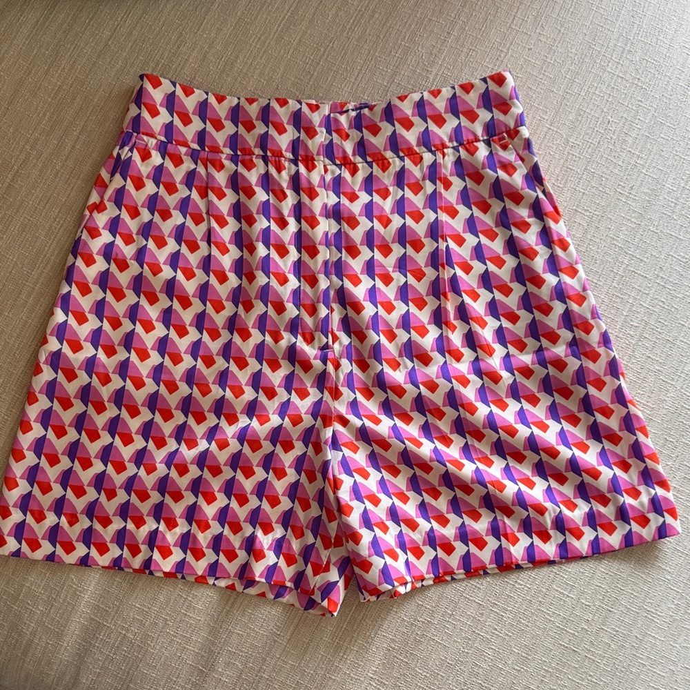 Zara High Waist Red and Purple Shorts